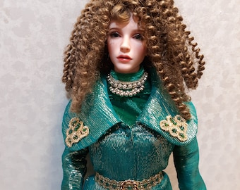Iplehouse FID BJD Girl - 3 Piece Outfit of Dress, Belt and Short Coat in Emerald Green