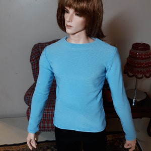 Fits FID Size Man Doll Sky Blue Knit Long Sleeve Tee and Matching Socks image 2