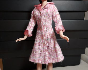 Pink Boucle Wool Blend Coatdress fits 16" Ficon and Similar Sized Dolls