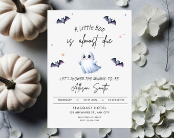 Ghost Baby Shower Invitation Bundle: Canva Template (Digital Download)