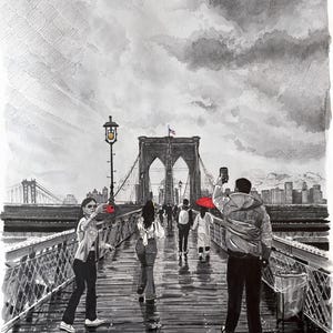 Brooklyn Bridge Print: New York City Art Sketching