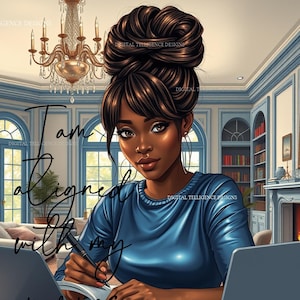 Black Girl Planner And Journal Cover Affirmation: I Am ALLIGNED With MY PURPOSE Black Business Woman By Digital Telligence Designs
