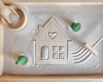 Natural Calming Zen Garden with Wooden House (12x8x1)