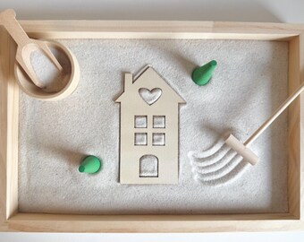 Natural Calming Zen Garden with Wooden House (12x8x1)