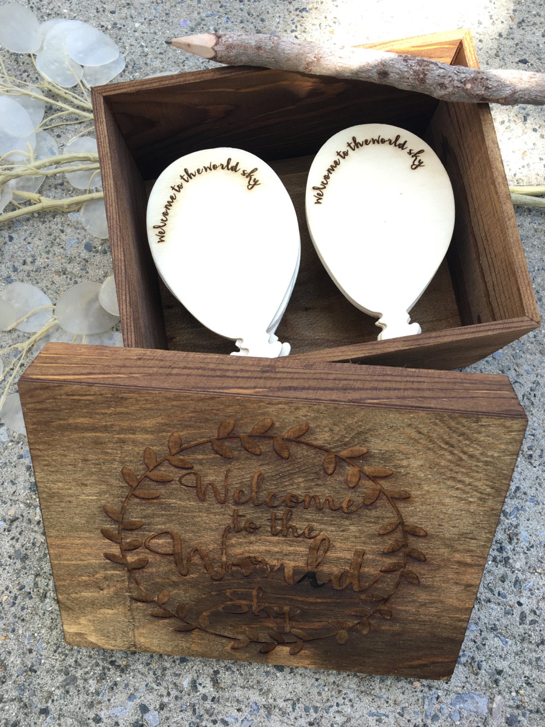 Wooden Baby Guest Book Message Box Welcome To The World Baby