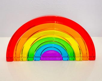 Acrylic Rainbow Calming Zen Garden (12x8x1) Montessori, Relaxing Desktop Gift, Sensory