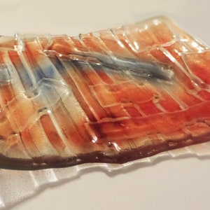 Recycled Window Glass Red and Blue Plate - CUSTOM MADE ITEM
