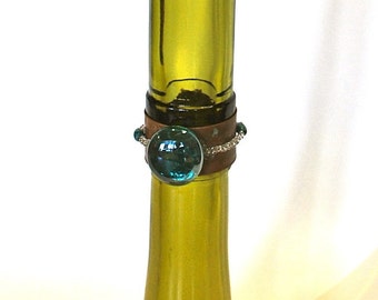 Upcycled Bottle Glass Yellow Candle Holder - CUSTOM MADE ITEM