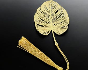 Botanic Style Floral Bookmark with Tassel – Golden Lotus Leaf | Rose Leaf | Sunflower | Dandelion with Tassel | Unique Gift for Book Lovers