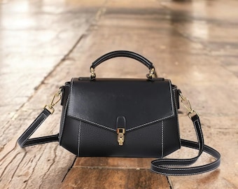Bolso de piel de vacuno auténtica para mujer, estilo vintage, elegante bandolera en varios colores.
