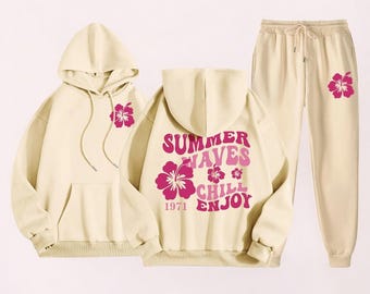 Summer Waves Women's Pullover Hoodie Sweatshirt And Sweatpants Set cozy, stylish, perfect for casual wear. Great gift for teen girls & women