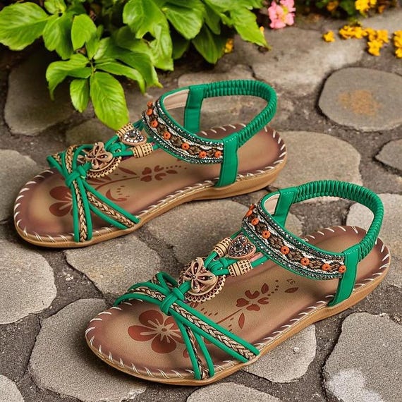 Women's Boho Summer Sandals Casual Walking Shoes for Beach