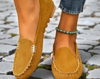 Women’s Comfortable Suede Look Loafers – Casual Slip-On Travel Shoes | Soft Everyday Flats in Multiple Colors | New style Women's Work Shoes