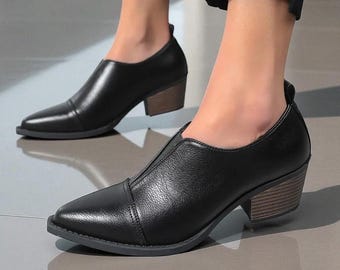 Women’s Chelsea Boots | Pointed Toe Dress Booties with Low Heel | Fall and Winter Shoes | Black or Chocolate Brown | Trending Newstyle Boots
