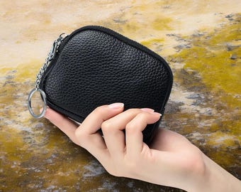 Genuine Cow Leather Mini Coin Purse, an adaptable and delightful accessory designed to keep your essentials neatly organized- unisex purse