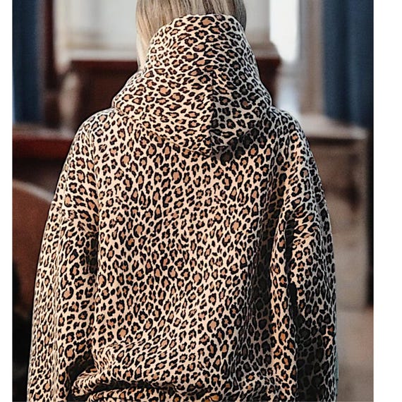 Leopard Print Hoodie Sweatshirt - Oversized Trendy Pullover