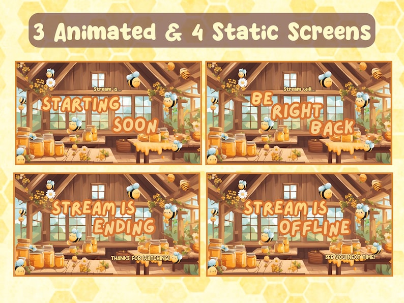 Honeybee Animated Stream Overlay Package: Twitch & Youtube Bundle - Etsy