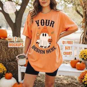 Comfort Colors 1717 Melon Color Tshirt Mockup, CC1717 Oversized Tee Mockup, Trendy Halloween Fall Shirt Mockup, Crewneck 1717 Shirt Mockup