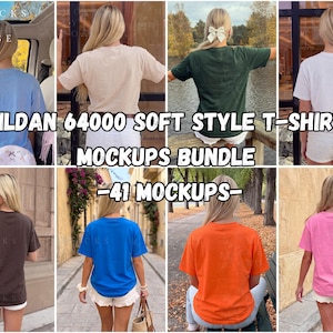 Gildan 64000 T-shirt Mockup Bundle, Unisex Soft Style Shirt Mock-ups, G64000 Back Shirt Mockup (Digital Download)