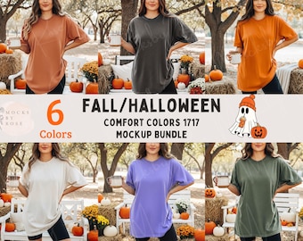 Comfort Colors 1717 Tshirt Halloween Mockup Bundle | CC1717 TShirt Mockup Bundle | Boho Fall 1717 Mockup | Holiday Trendy Fall shirt mockups