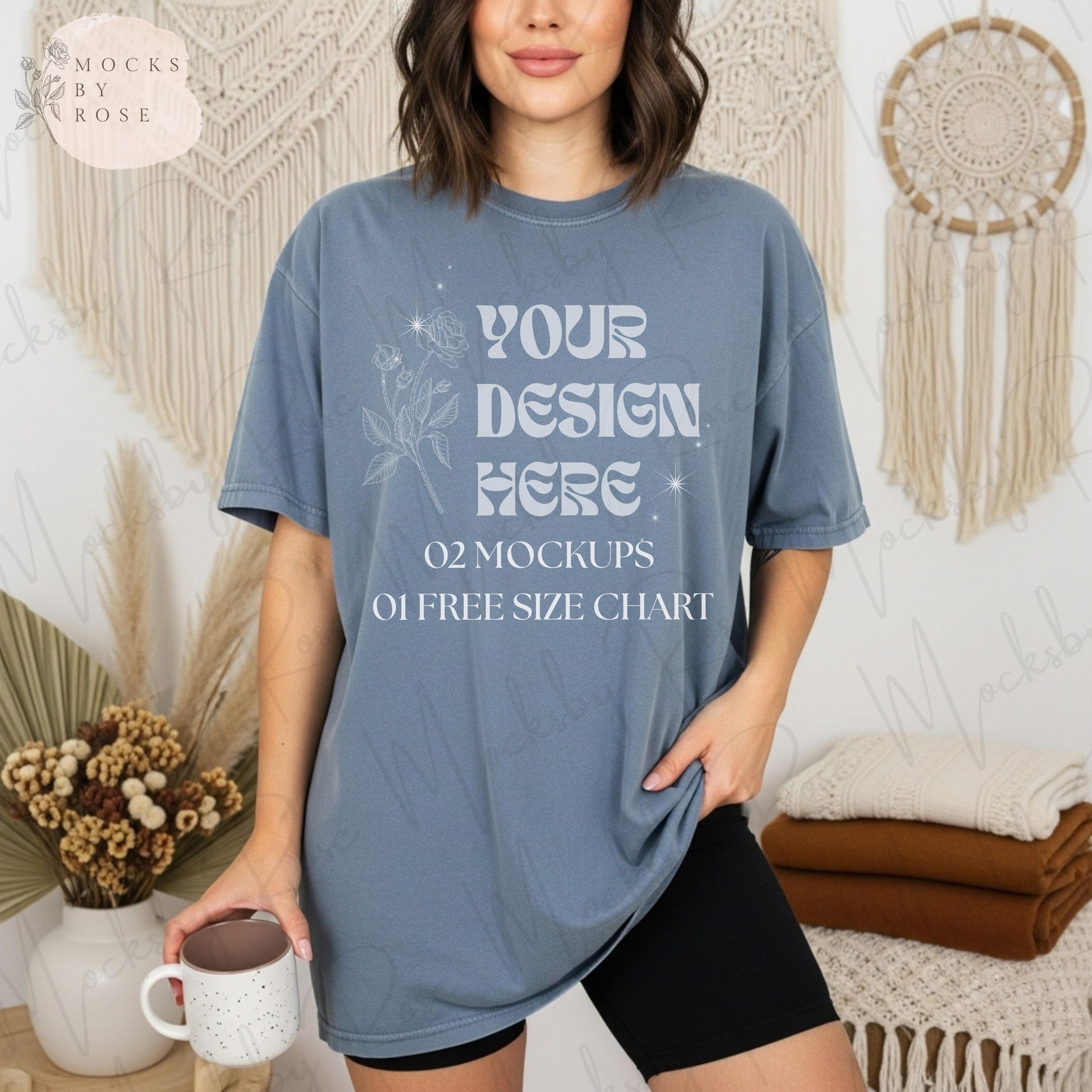 Comfort Colors 1717 Blue Jean Color Tshirt Mockup, CC1717