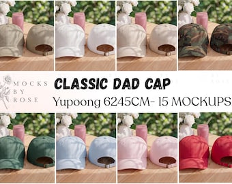 Classic Dad Cap Front and Back Mockup Bundle, Yupoong 6245CM Cap Mock-up, Hats Mockup (Digital Download)