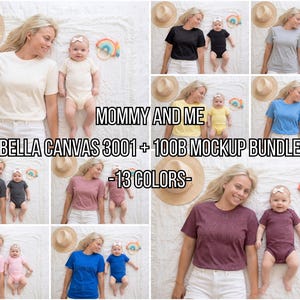 Mommy and Me Shirt Bella Canvas Mockup Bundle | Mom Daughter Matching Shirts BC3001 BC100B Onesie Mock-up (Digital Download)