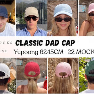 Classic Dad Cap Front and Back Mockup Bundle, Lifestyle Model Yupoong 6245CM Cap Mock-up, Hats Mockup (Digital Download)