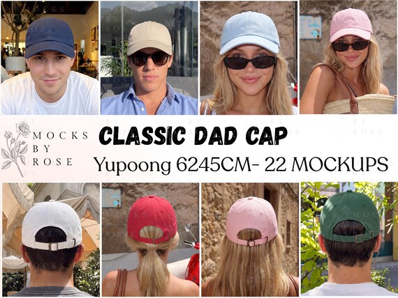 Classic Dad Cap Front and Back Mockup Bundle, Lifestyle Model Yupoong 6245CM Cap Mock-up, Hats Mockup (Digital Download)