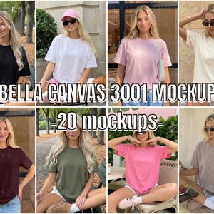 Bella Canvas 3001 T-shirt Mockup-paket | BC 3001 Estetisk Livsstil Mockup-paket (Digital Nedladdning)