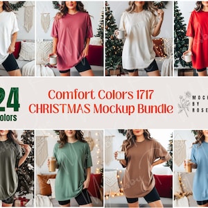 Comfort Colors 1717 Tshirt Christmas Mockup Bundle | CC1717 TShirt Mockup Bundle | Boho Holiday 1717 Mockup | Trendy Xmas shirt mockups