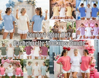 Comfort Colors 1717 Bachelorette Tshirt Mockups Bundle, CC1717 Bridal Shower Shirt Mockup, Wedding Bride Bridesmaid Tshirt Mock-ups