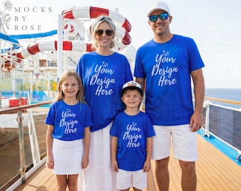 TRUE ROYAL Bella Canvas 3001 3001Y 3001T T-Shirt Familienurlaub Mockups, Sommer Strand Gruppe Shirt Mockup, Unisex Passendes Shirt Mockup