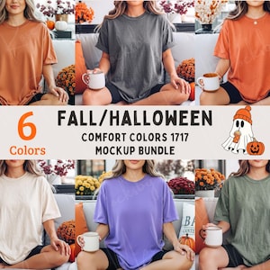 Comfort Colors 1717 Tshirt Halloween Mockup Bundle | CC1717 TShirt Mockup Bundle | Boho Fall 1717 Mockup | Holiday Trendy Fall shirt mockups
