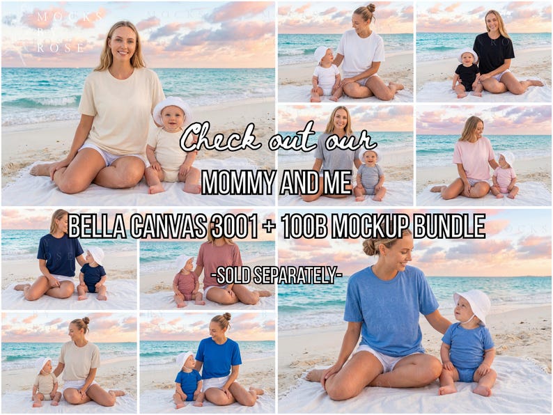 Mommy and Me Bella Canvas 3001 Mockup, Mom Daughter Mommy Son Matching ...