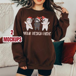 Gildan 18000 DARK CHOCOLATE Sweatshirt Mockup Dark Chocolate Sweater Flat Lay Mockup Trendy Christmas Holiday Gildan 18000 Sweater Mockup