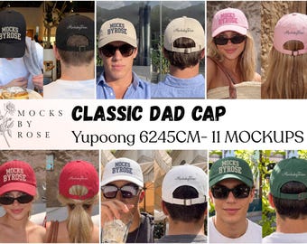 Classic Dad Cap Front and Back Mockup Bundle, Lifestyle Model Yupoong 6245CM Cap Mock-up, Hats Mockup (Digital Download)