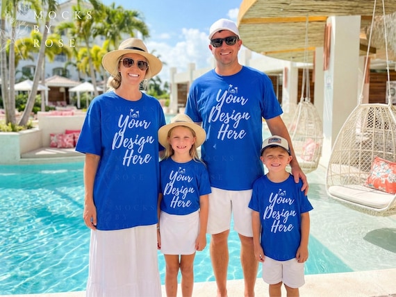ROYAL Gildan 5000 5000B 5100P Heavy Cotton T-shirt Family Vacation Mockups, Summer Beach Group Shirt Mockup, Unisex Matching Tee Mock-up