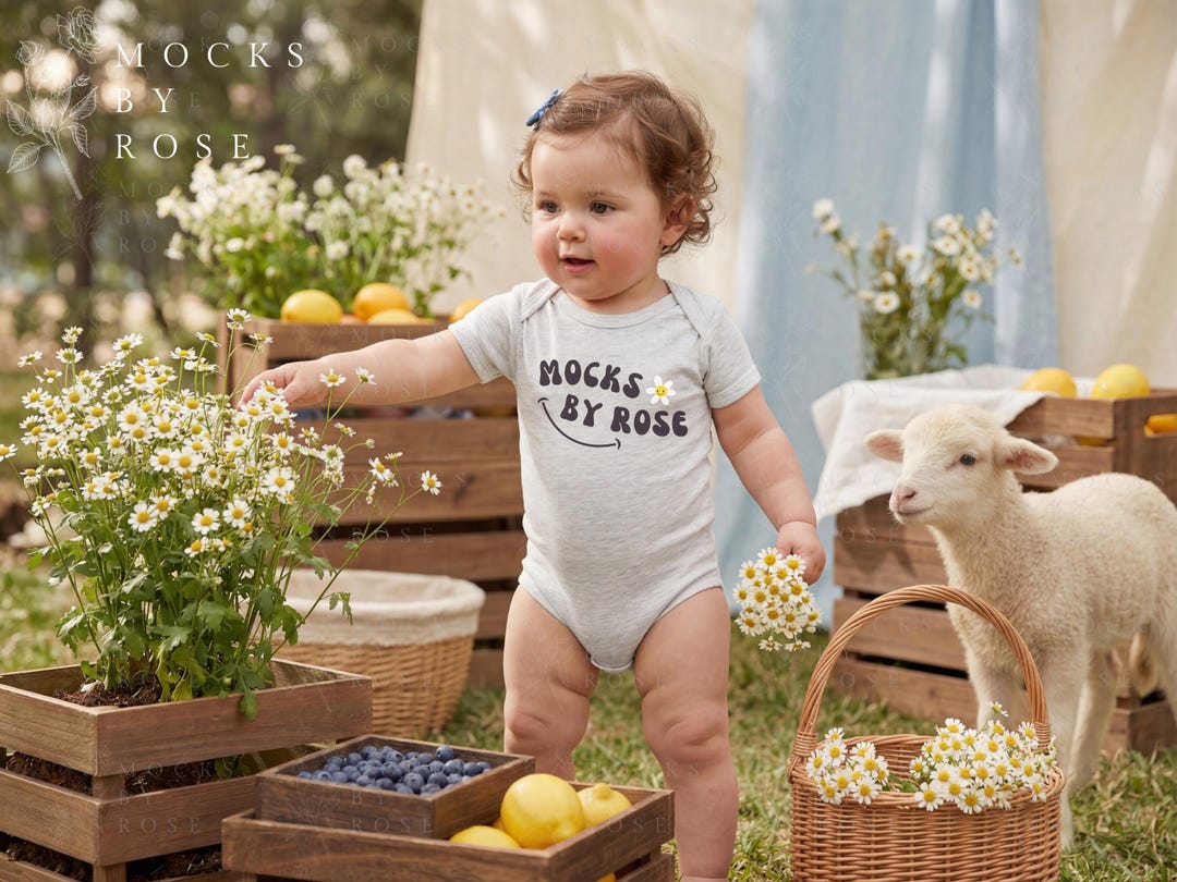 Baby Ash Rabbit Ash Rabbit Skins 4424 Bodysuit Mockup, Baby Onesie Mockup, Newborn Body ...