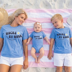 Mommy and Me Bella Canvas 3001 Mockup, Mom Daughter Mommy Son Matching Shirts, Heather Columbia Blue 3001 3001Y 100B (JPEG Download)