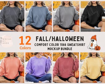 Comfort Colors 1566 Sweatshirt Fall Mockup Bundle, CC1566 Halloween Mockup (Digital Download)