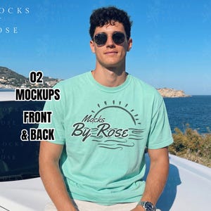 Island Reef Comfort Colors 1717 T-shirt Mockup Bundle, 1717 Front and Back, CC1717 Men Mock-ups (Digital Download)
