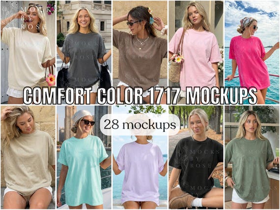 Comfort Colors 1717 T-shirt Mockup Bundle, Summer Beach 1717 Mock-up, Aesthetic Lifestyle CC1717 Mockup (Digital Download)