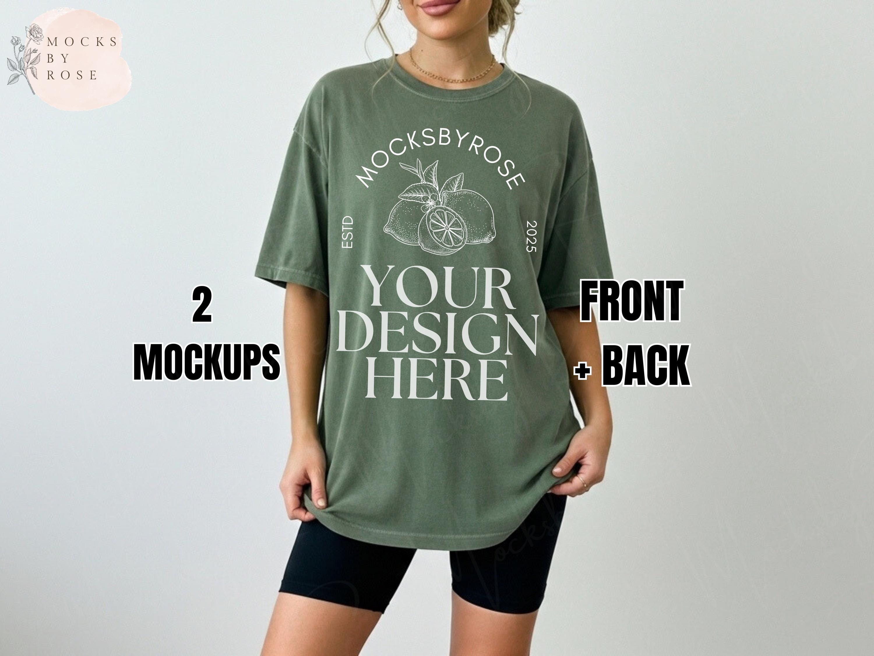キャンパス Comfort Colors 1717 MOSS Front and Back Mockup, CC1717 Oversized