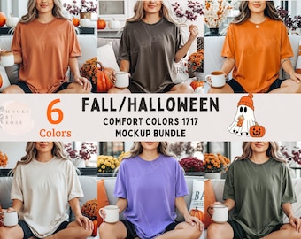Comfort Colors 1717 Tshirt Halloween Mockup Bundle | CC1717 TShirt Mockup Bundle | Boho Fall 1717 Mockup | Holiday Trendy Fall shirt mockups