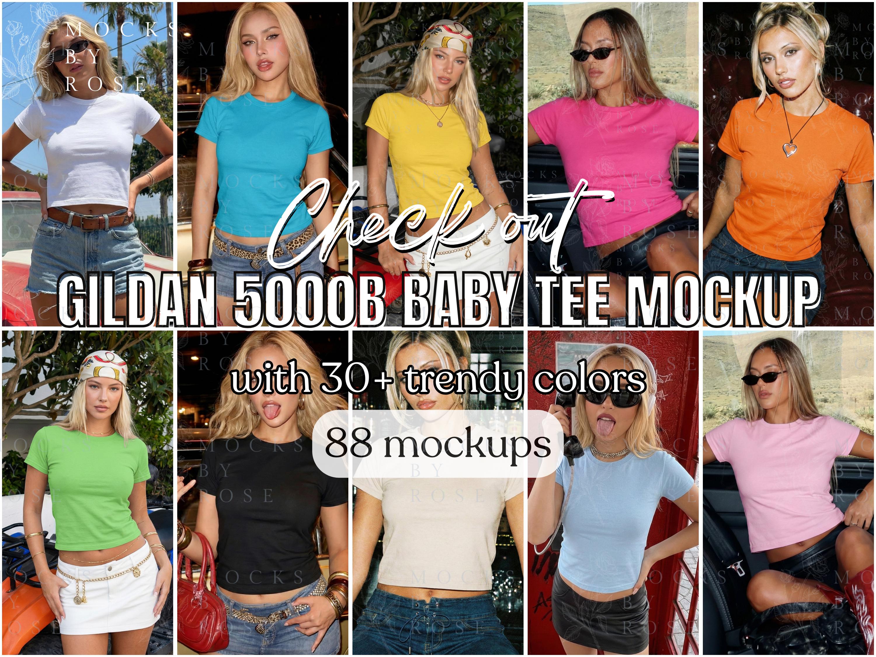 Gildan 5000B Baby Tee Size Chart, Y2K Baby Tee Size Chart Mockup, Women ...