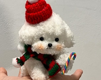 Handmade Christmas Dog Plushie: Custom Miniature Pet Memorial Gift
