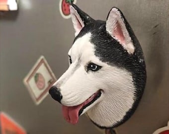 3D Pet dog Head Portrait Custom Fridge Magnet Memorial Plaster Head Decoration.