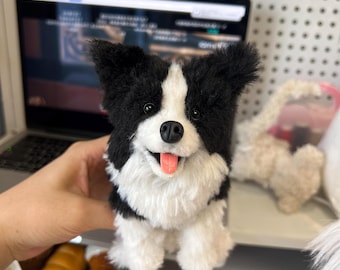 Fluffy Friend Plushies Custom Handmade Border Collie, gifts for pet loss