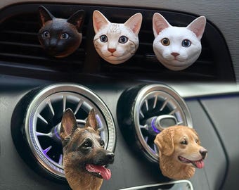 Custom Pet Car Air Freshener – Personalized Plaster Scent Stone, Custom Pet Portrait, Dog Car Accessory, Gifts for Pet Lover, Hand printing